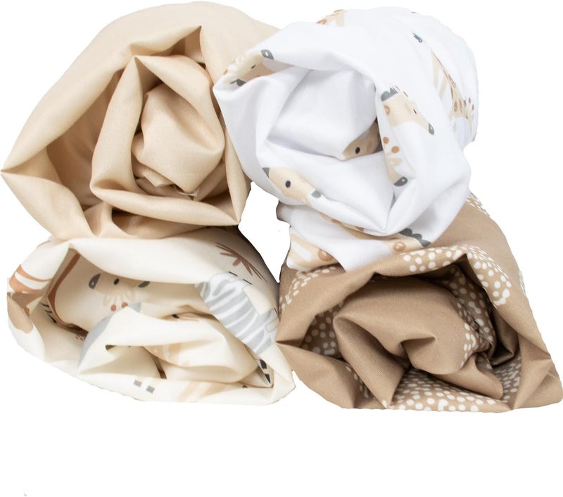 The Peanut Shell شراشف سرير البيبي من بي نات شيل 4 قطع ناعمة بيضاوية الشكل شراشف مخصصة للبنات أو الأولاد أغطية مخصصة مربعة لمرتبة سرير هالو بسينيت سفاري محايد - Image 2