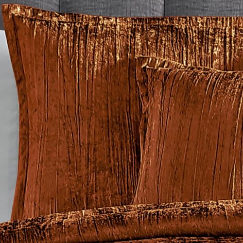 Riverbrook Home Turin Crinkle Velvet Comforter Bedding Set Queen Size Glam Textured Dcor Spice 7 Pieces - Image 3