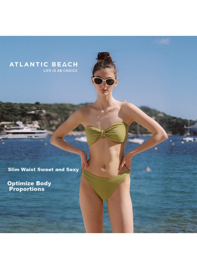 Atlanticbeach Atlantic Beach New Arrival Hot Beach Vacation High-end Feeling Women's Bubble Hot Spring Split Swimsuit Bikini - Image 1