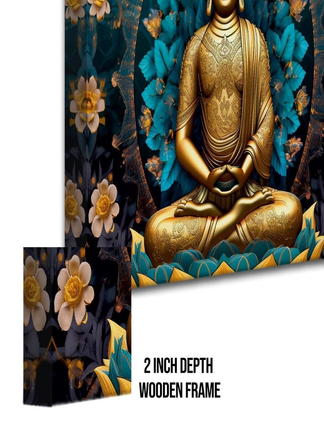 LADECOR Large Buddha Painting Wall Art for Living Room Meditating Buddha Canvas Art for Home and Office Decoration (18 Inch x 24 Inch, E) - Image 3