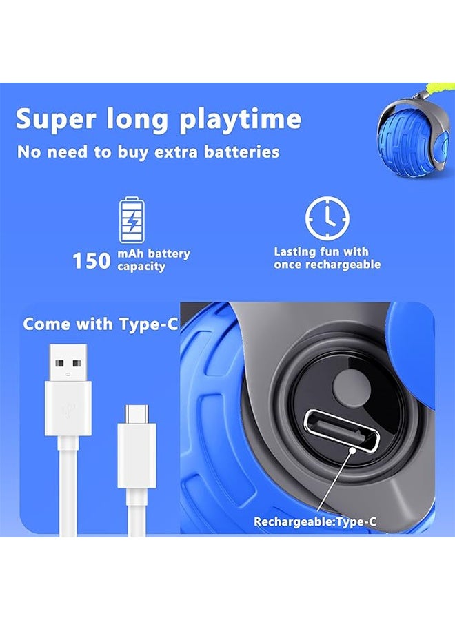 لعبة القط، 360 درجة تدوير لعبة القط الذكي للقطط الداخلية، لعبة القط مع تجنب الحواجز الذكية، لعبة القط التفاعلية مع ضبط السرعة، USB النوع C القابل لإعادة الشحنالأزرق - Image 5