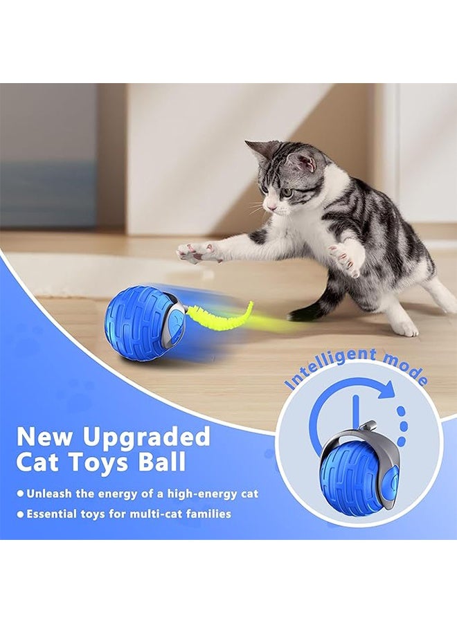 لعبة القط، 360 درجة تدوير لعبة القط الذكي للقطط الداخلية، لعبة القط مع تجنب الحواجز الذكية، لعبة القط التفاعلية مع ضبط السرعة، USB النوع C القابل لإعادة الشحنالأزرق - Image 3