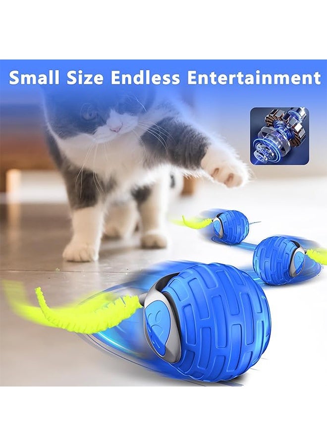 لعبة القط، 360 درجة تدوير لعبة القط الذكي للقطط الداخلية، لعبة القط مع تجنب الحواجز الذكية، لعبة القط التفاعلية مع ضبط السرعة، USB النوع C القابل لإعادة الشحنالأزرق - Image 2