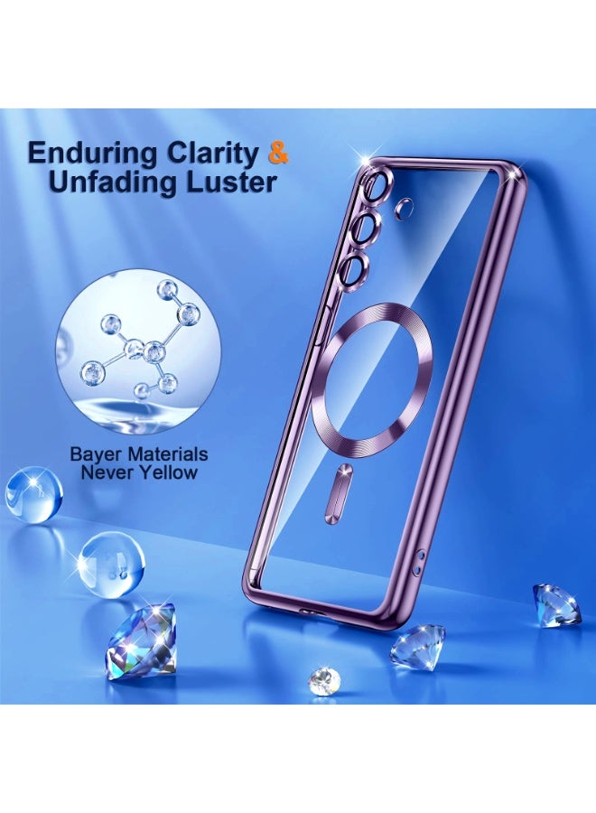Electroplated Case For Samsung Galaxy A16 Camera Lens Full Protection Compatible with MagSafe Wireless Charging, Shockproof Soft TPU Phone Magnetic Cover (Purple) - Image 4