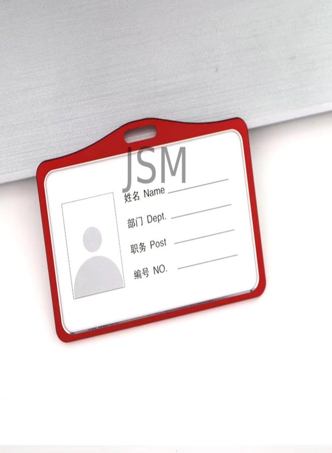 JSMSH بطاقات ذكية أفقية من JSMSH | حامل بطاقات هوية معدني صلب / شارة للمكاتب | متوافق مع مختلف حوامل الشارات والمشابك والأربطة وبكرات الشارات القابلة للسحب (أحمر، عبوة من 10) - Image 1