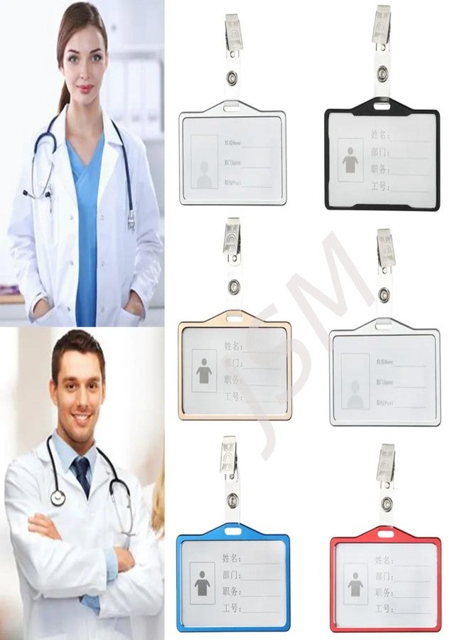 JSMSH بطاقات ذكية أفقية من JSMSH | حامل بطاقات هوية معدني صلب / شارة للمكاتب | متوافق مع مختلف حوامل الشارات والمشابك والأربطة وبكرات الشارات القابلة للسحب (أحمر، عبوة من 10) - Image 5