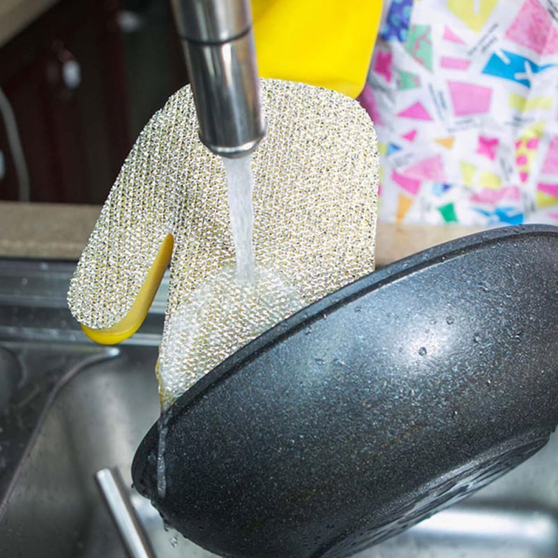 2pcs Silver Glitter Latex Kitchen Washing Gloves Waterproof Reusable Dishwashing Gloves for Household Cleaning and Swimming Pool Maintenance - Image 5