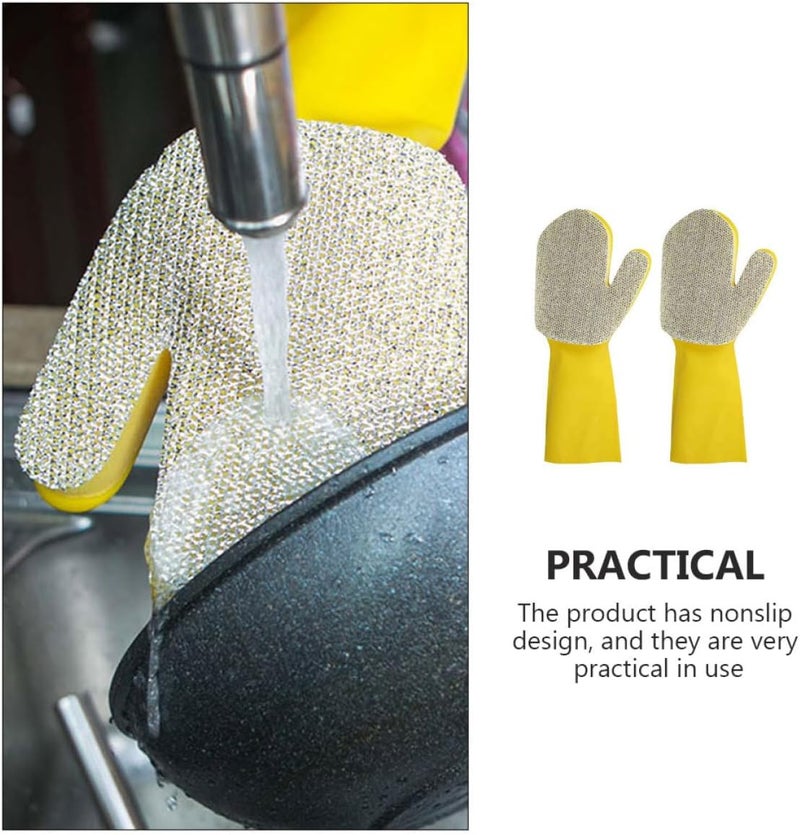 2pcs Silver Glitter Latex Kitchen Washing Gloves Waterproof Reusable Dishwashing Gloves for Household Cleaning and Swimming Pool Maintenance - Image 3