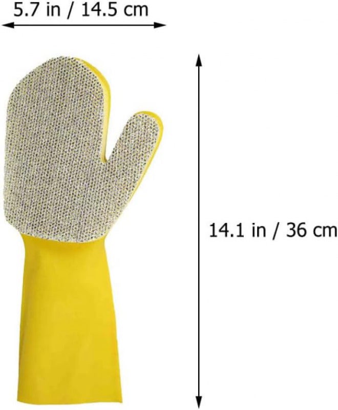 2pcs Silver Glitter Latex Kitchen Washing Gloves Waterproof Reusable Dishwashing Gloves for Household Cleaning and Swimming Pool Maintenance - Image 2