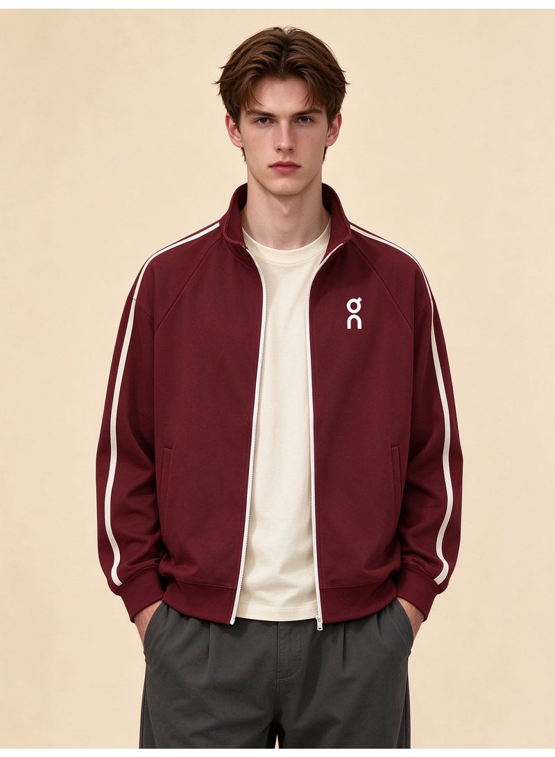 On Running Unisex Full-Zip Stand-Up Collar Track Jacket Burgundy - Image 4