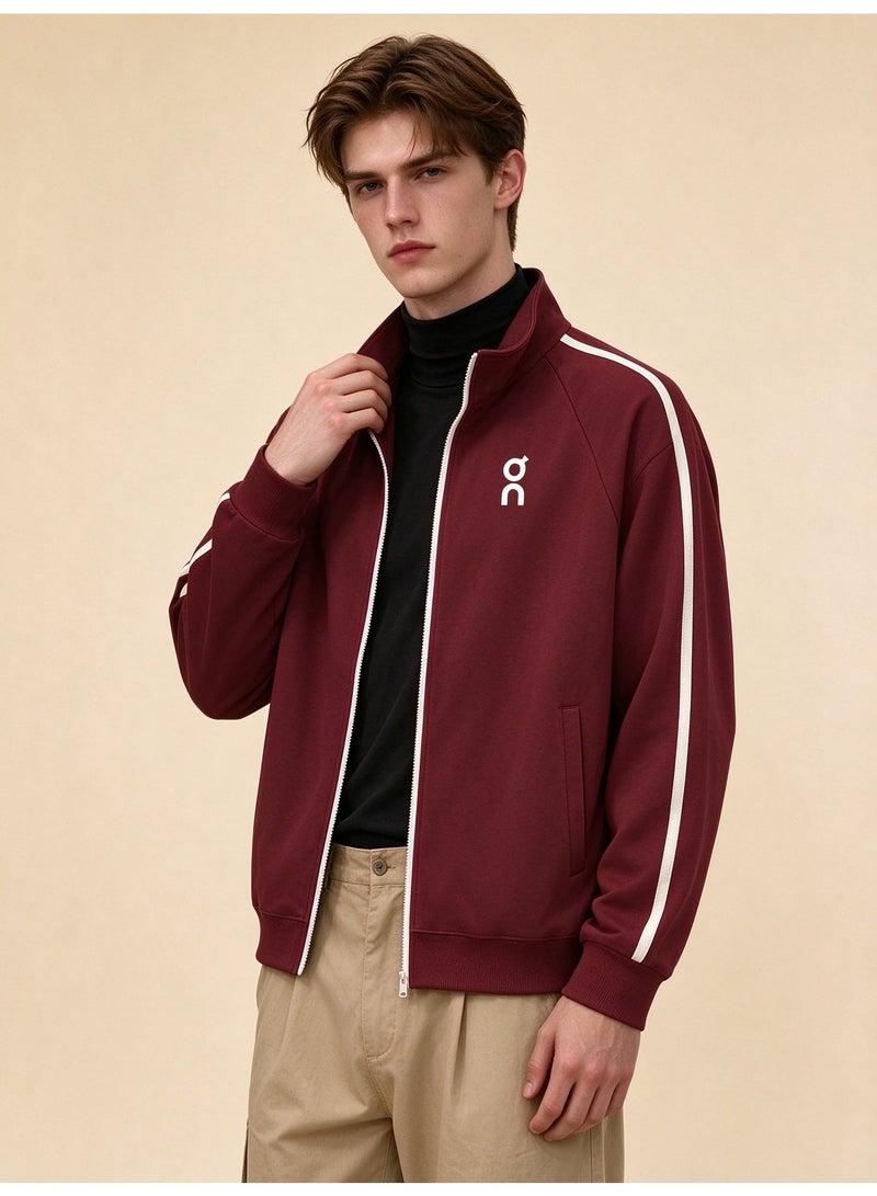 On Running Unisex Full-Zip Stand-Up Collar Track Jacket Burgundy - Image 2