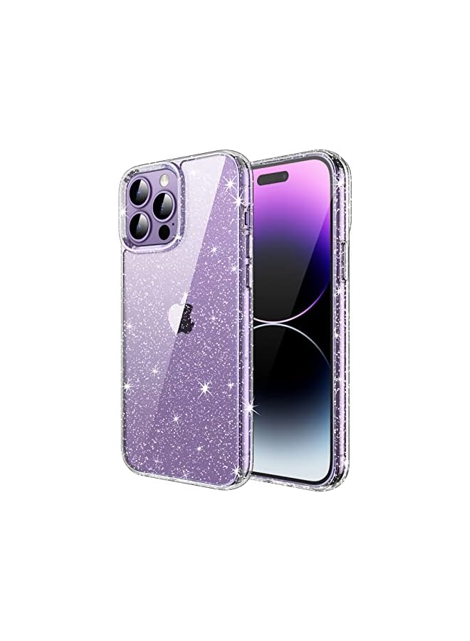 جي تيك حافظة JETech اللامعة لهاتف iPhone 14 Pro مقاس 6.1 بوصة، غطاء ممتص للصدمات مضاد للصدمات، لطيف لامع للنساء والفتيات (شفاف) - Image 1