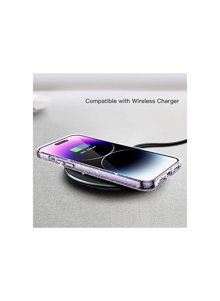 جي تيك حافظة JETech اللامعة لهاتف iPhone 14 Pro مقاس 6.1 بوصة، غطاء ممتص للصدمات مضاد للصدمات، لطيف لامع للنساء والفتيات (شفاف) - Image 2