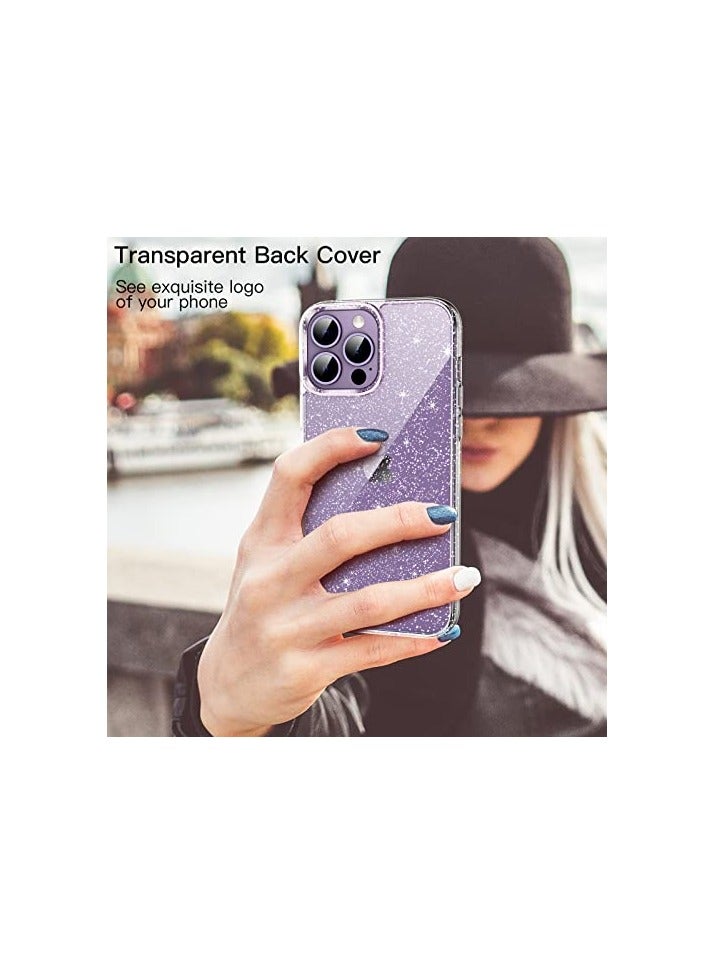 جي تيك حافظة JETech اللامعة لهاتف iPhone 14 Pro مقاس 6.1 بوصة، غطاء ممتص للصدمات مضاد للصدمات، لطيف لامع للنساء والفتيات (شفاف) - Image 3