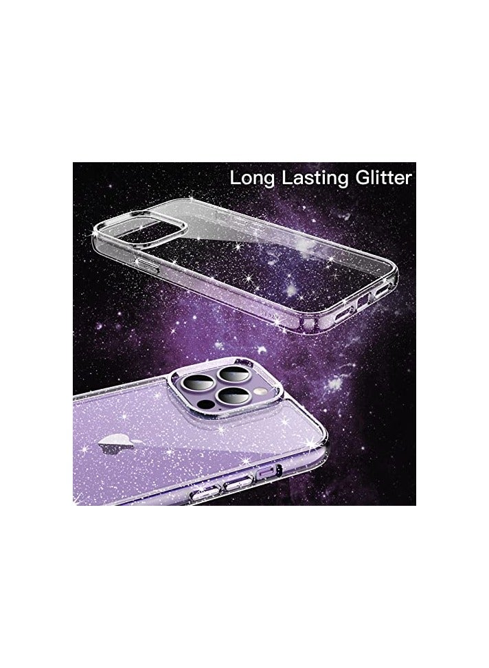 جي تيك حافظة JETech اللامعة لهاتف iPhone 14 Pro مقاس 6.1 بوصة، غطاء ممتص للصدمات مضاد للصدمات، لطيف لامع للنساء والفتيات (شفاف) - Image 4