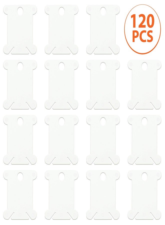 IFAMIO 120 Pcs Plastic Floss Bobbins Organizer Embroidery Thread Holder Cross Stitch Thread Organizer White Card Holder DIY Sewing Storage Accessories - Image 2