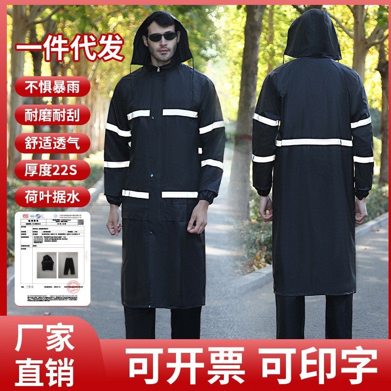 Reflective Adult Raincoat – Long Oxford Cloth Windbreaker for Outdoor Protection - Image 4