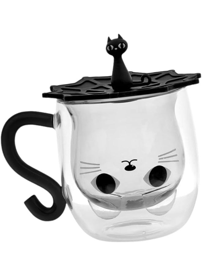 Double Wall Glasses Cup multicolour ，Cute Cat Coffee Mug Insulated Double-Wall Glass Cup Cat Shaped Cup for Hot Beverages - Image 1