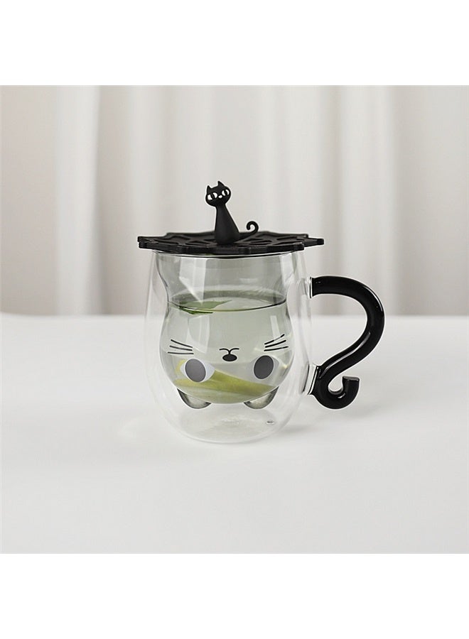 Double Wall Glasses Cup multicolour ，Cute Cat Coffee Mug Insulated Double-Wall Glass Cup Cat Shaped Cup for Hot Beverages - Image 2