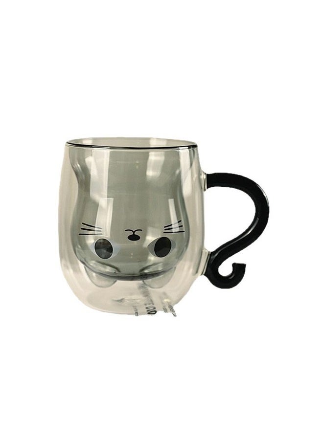 Double Wall Glasses Cup multicolour ，Cute Cat Coffee Mug Insulated Double-Wall Glass Cup Cat Shaped Cup for Hot Beverages - Image 4
