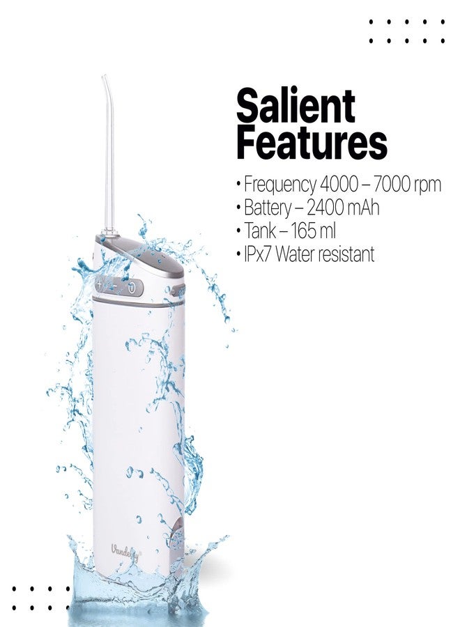 فاندلاي خيط تنظيف الأسنان فانديلاي | خيط تنظيف الفم | جهاز ري فموي محمول للسفر | منظف أسنان لاسلكي وقابل لإعادة الشحن | أداة إزالة طبقة البلاك مقاومة للماء بمعيار IPX7 [خزان ماء سعة 165 مل] - Image 2