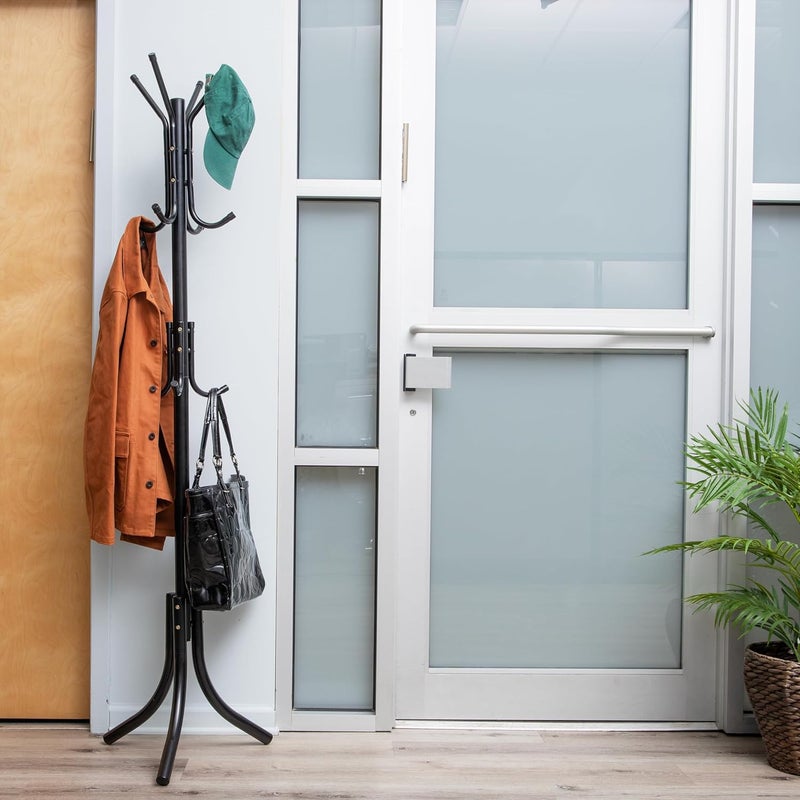 Mind Reader Freestanding Coat Rack, Multi-Tier Organizer for Office and Entryway, Metal, Black - Image 1