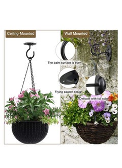 SYOSI Ceiling Hooks,Premium Heavy Duty Metal Hangers, Wall Mount Hangers for Hanging Bird Feeders, Planters, Lanterns, Artworks, String Lights, Wind Chimes, Baskets, 4PCS Black  - Image 3