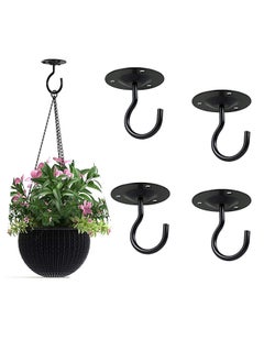 SYOSI Ceiling Hooks,Premium Heavy Duty Metal Hangers, Wall Mount Hangers for Hanging Bird Feeders, Planters, Lanterns, Artworks, String Lights, Wind Chimes, Baskets, 4PCS Black  - Image 2