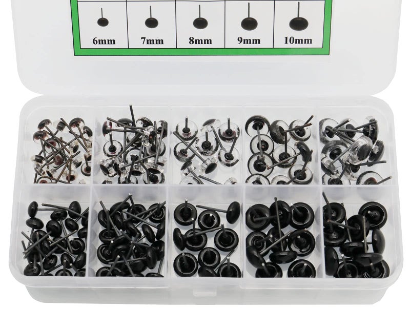 Raogoodcx 140Pcs Needle Felting Eyes 6-10mm mini Glass Black with Clear Eyes Kits for Teddy Puppets Dolls Wool Felting Crafts - Image 3