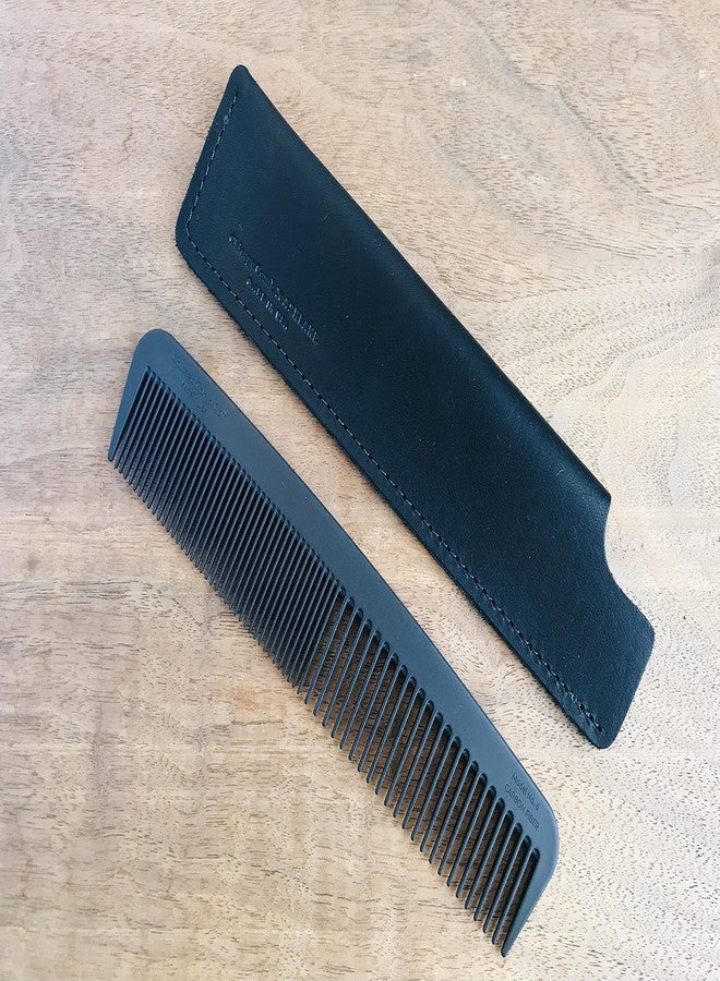 Chicago Comb Model 6 Carbon Fiber Comb + Dublin Black Horween leather sheath, Made in USA, ultimate styling comb, for men & women, smooth strong & light, anti-static, American-made leather case - Image 4