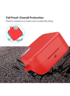 O Ozone Silicone Case Compatible with CMF By Nothing Buds Pro 2, Shockproof and Scratch-Resistant Full-Body Protection Cover with Anti-Lost Keychain- Red  - Image 4