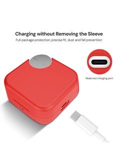 O Ozone Silicone Case Compatible with CMF By Nothing Buds Pro 2, Shockproof and Scratch-Resistant Full-Body Protection Cover with Anti-Lost Keychain- Red  - Image 3