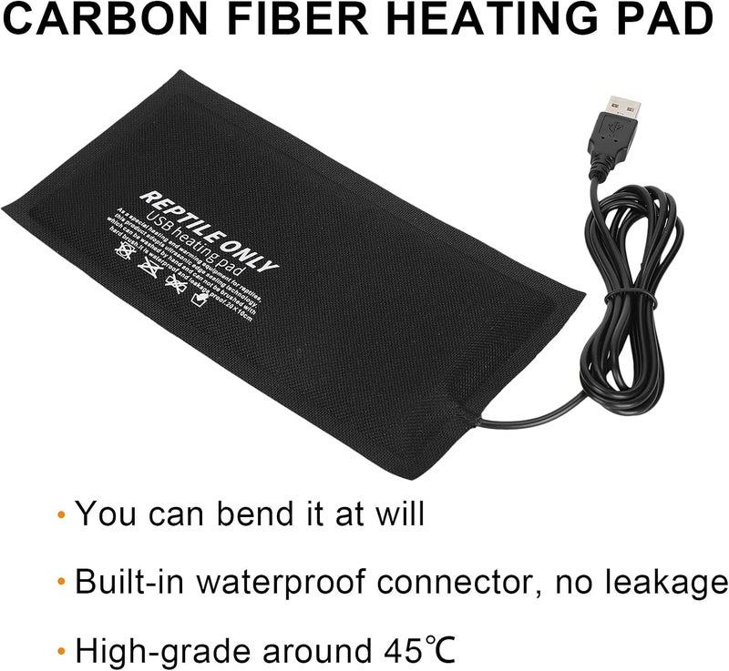 Pilipane وسادة تسخين الزواحف 11X7 بوصة 9 واط تحت خزانة التيراريوم وسادة تسخين USB قماش ألياف درجة حرارة ثابتة 45 للسلحفاة والسحلية والضفدع والثعبان والزواحف وغيرها من الحيوانات الصغيرة - Image 4