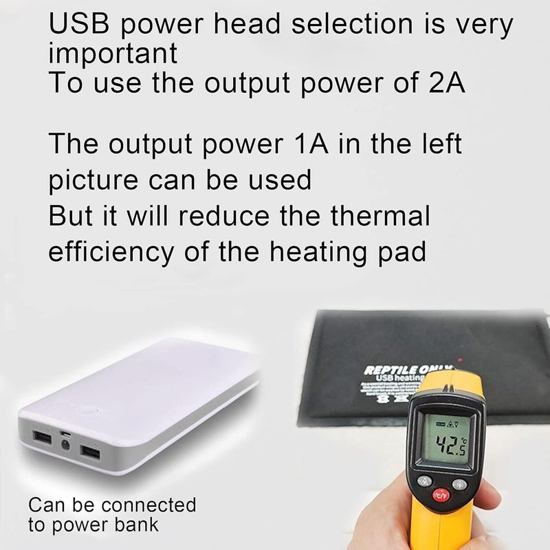Pilipane وسادة تسخين الزواحف 11X7 بوصة 9 واط تحت خزانة التيراريوم وسادة تسخين USB قماش ألياف درجة حرارة ثابتة 45 للسلحفاة والسحلية والضفدع والثعبان والزواحف وغيرها من الحيوانات الصغيرة - Image 5
