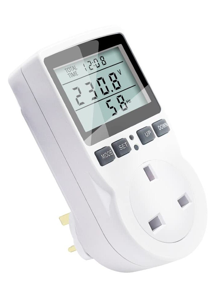 SYOSI Power Meter Energy Monitor lug Watt Meter LCD Display Electricity Usage Monitor 11 Monitoring Modes Watt Volt Amp Power Consumption Meter Overload Warning Plug for Home Appliances - Image 1