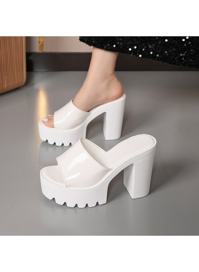 Sandals Women's Summer High Heel Thick Heel Platform  New Korean Style Women's Shoes With A Buckle With Fish Mouth