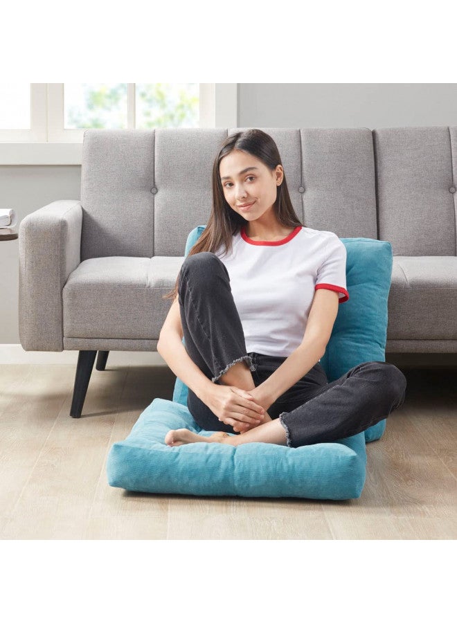 Degrees of Comfort Degrees of Comfort Meditation Floor Pillow, Square Large Pillows Seating for Adults, Tufted Corduroy Thick Floor Cushion for Living Room Tatami, Turquoise, 22x22 Inch - Image 4