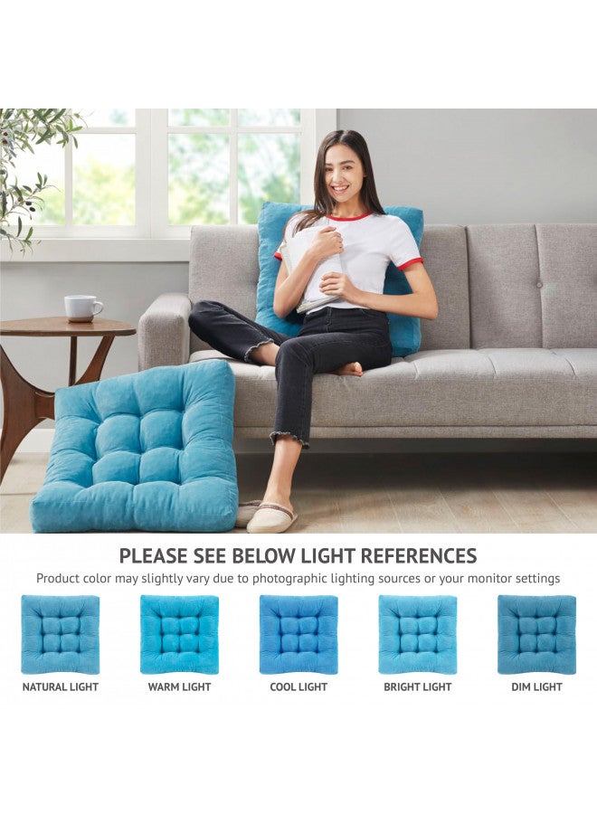 Degrees of Comfort Degrees of Comfort Meditation Floor Pillow, Square Large Pillows Seating for Adults, Tufted Corduroy Thick Floor Cushion for Living Room Tatami, Turquoise, 22x22 Inch - Image 2