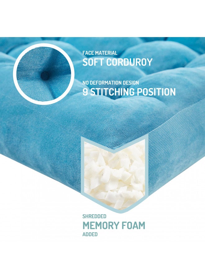 Degrees of Comfort Degrees of Comfort Meditation Floor Pillow, Square Large Pillows Seating for Adults, Tufted Corduroy Thick Floor Cushion for Living Room Tatami, Turquoise, 22x22 Inch - Image 1
