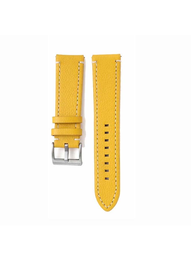 Perfii Genuine Leather Replacement Band for Samsung Galaxy Watch3 41mm Yellow - Image 2