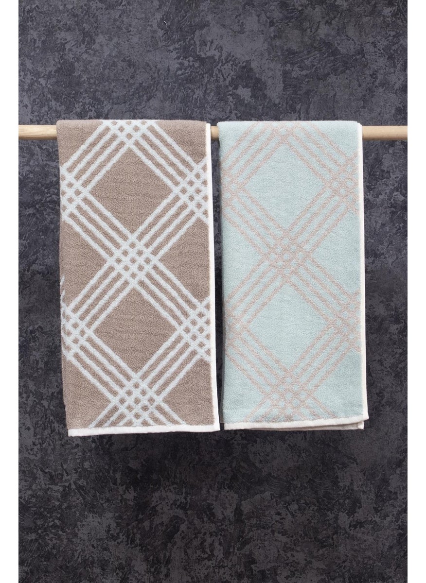 class Combed Cotton 50 x 100 cm Yarn Dyed Set of 2 Diamond V1  - Image 1