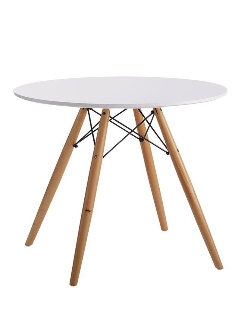 MAPLE HOME DECORATION Maple Home Dining Table Modern Leisure Coffee Table Wooden Legs Stable Scratch Resistant MDF White Table Top Kitchen Living Office Furniture 80*75cm  - Image 1