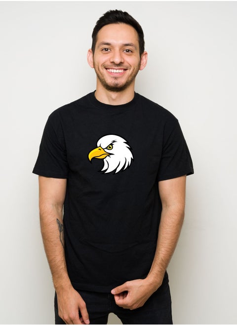 2XL Black Cotton T-Shirt with Distinctive Print - Style and Comfort!