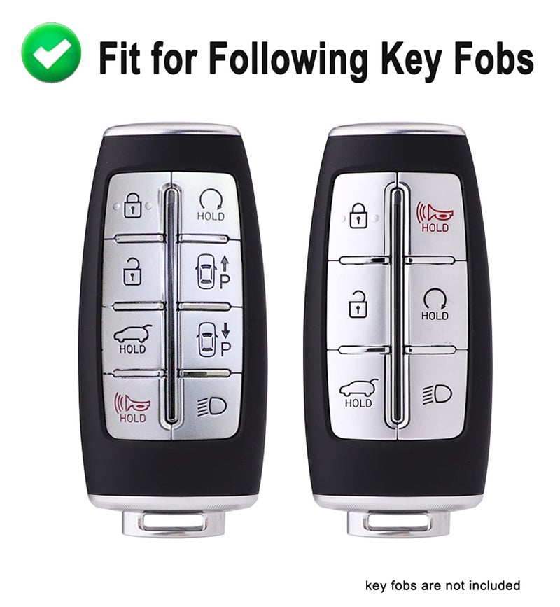 Muxkenper Key Fob Cover Case for Hyundai Genesis G80 Gv80 6 8 Buttons Full Protection Smart Car Key Shell Holder (Silver) - Image 2