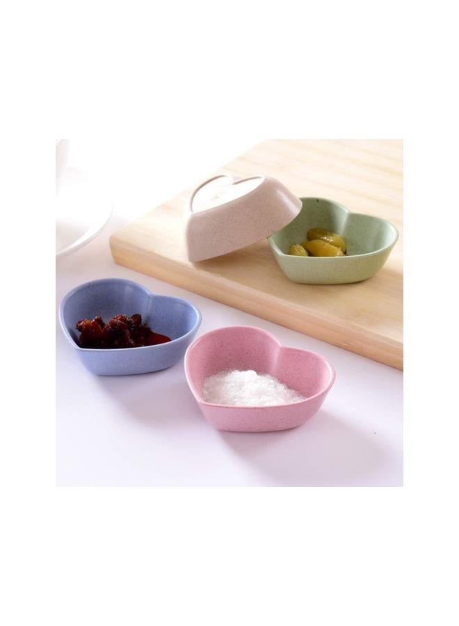 4pcs Cute Heart Shaped Seasoning Dish Wheat Straw Love Sauce Dish Sushi Soy Dipping Bowl Snack Serving Dish for Wedding Valentines Day Party Decoration Mixed Color
