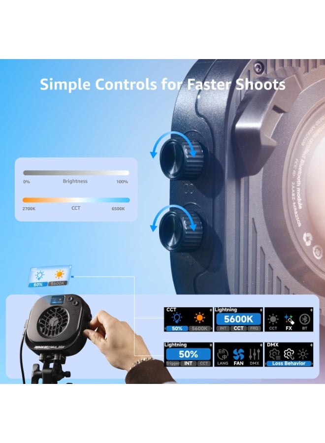 Aputure Amaran Halo 60X Bi-Color LED Monolight – 63W Ultra-Compact COB Light, 3270 Lux @ 1m, 2700-6500K CCT, CRI 96+ TLCI 97+, 85° Beam, NFC App Control, USB-C PD, DMX Compatible, Bowens Mount - Image 4