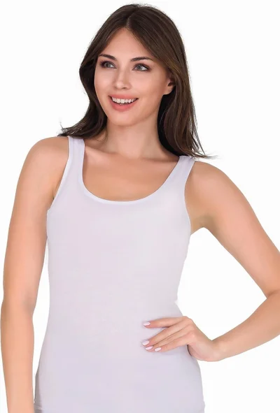 Sensu Women's Cotton Lycra Thick Strap Undershirt White - ATL2001