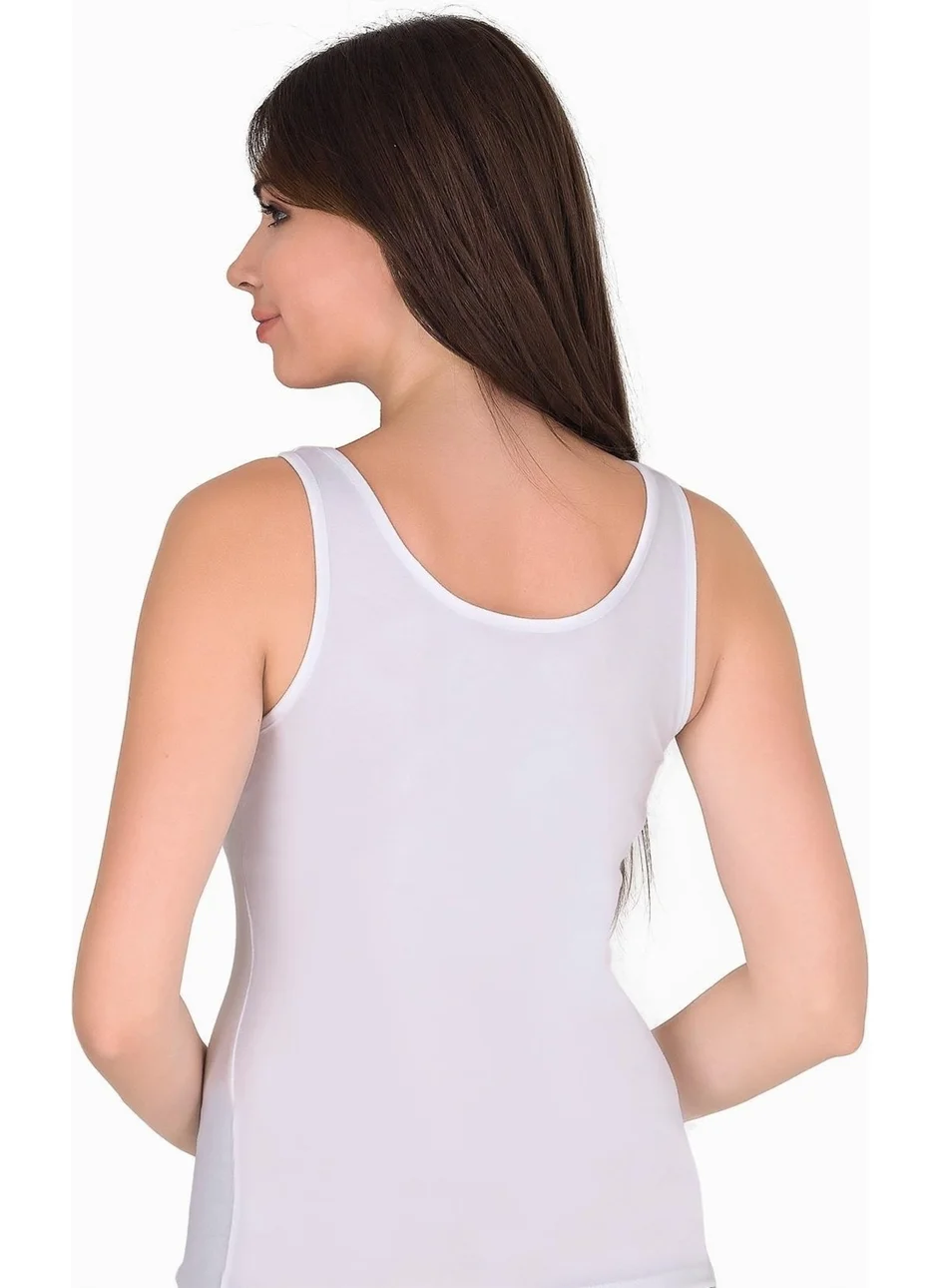 Sensu Women's Cotton Lycra Thick Strap Undershirt White - ATL2001