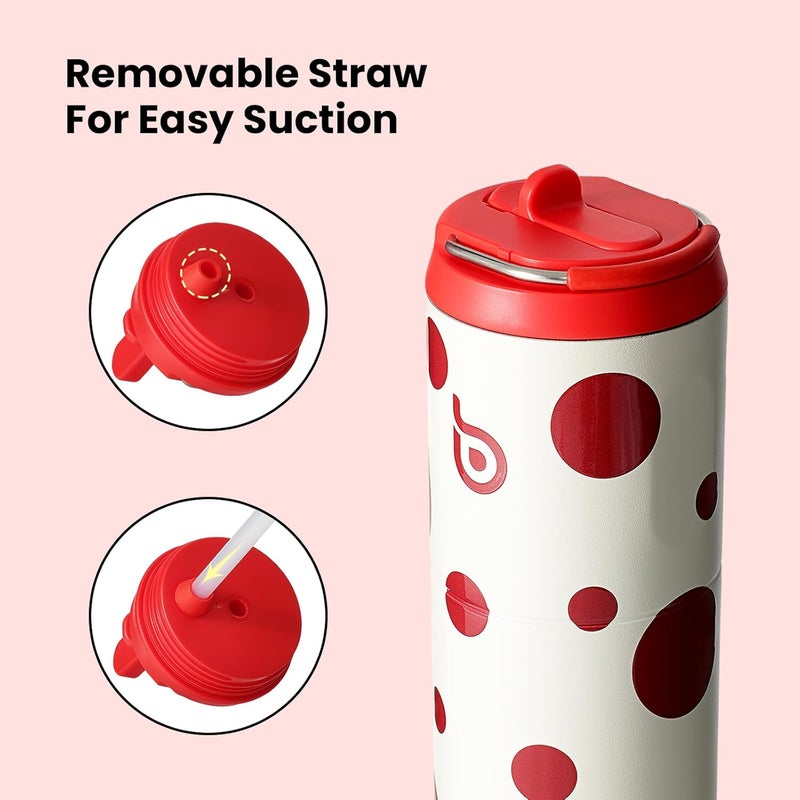 bottle bottle Insulated Water Bottle 24oz with Straw Lid and Handle for Sports Travel Gym Stainless Steel Water Bottles Double-Wall Vacuum Metal Leak Proof BPA-Free (Polka Pop) - Image 4