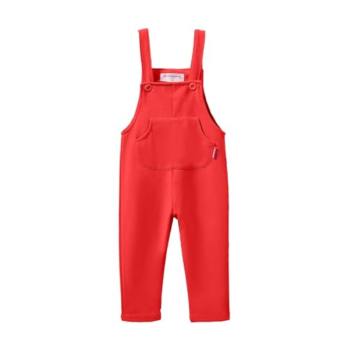 Mud Kingdom Infant Boys Overalls Cotton Plain Adjustable Straps Casual Spring Autumn Christmas Red 9-12 Months - Image 1